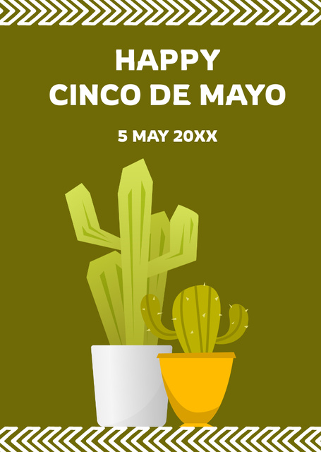 Happy Cinco de Mayo Green Postcard A6 Vertical – шаблон для дизайна
