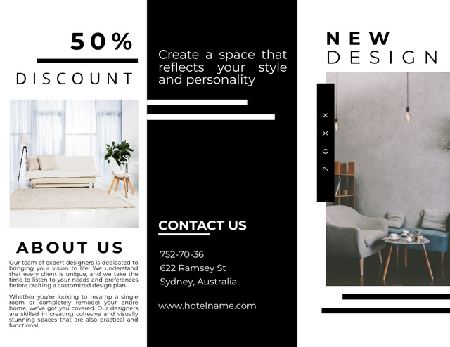 Designvorlage Offer Discounts on Interior Design Services für Brochure 8.5x11in