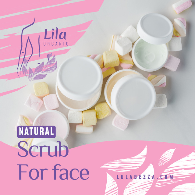 Cosmetics Ad Skincare Products with Marshmallow Instagram AD Tasarım Şablonu