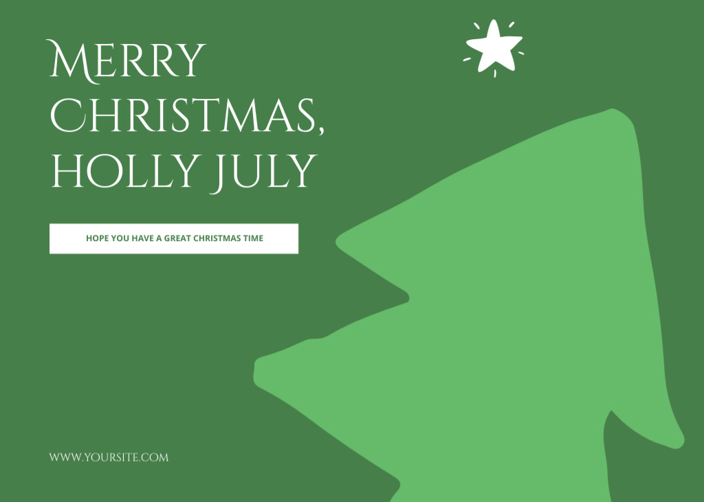 Christmas In July Wishes With Tree In Green Postcard 5x7in – шаблон для дизайна