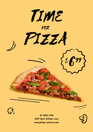 Restaurant Offer with Slice of Pizza Poster A3 tervezősablon