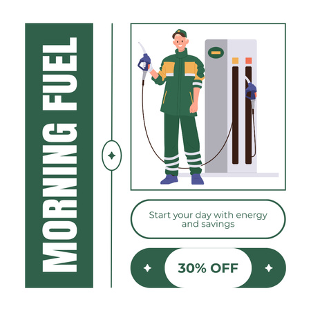 Platilla de diseño Morning Discount Offer at Gas Station Instagram AD