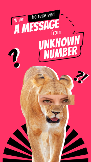 Designvorlage Funny Illustration of Lioness with Female Eyes für Instagram Story