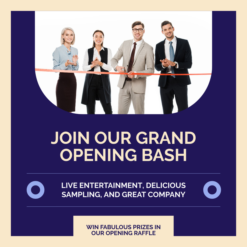 Grand Opening With Prizes And Live Entertainment Instagram AD Modelo de Design