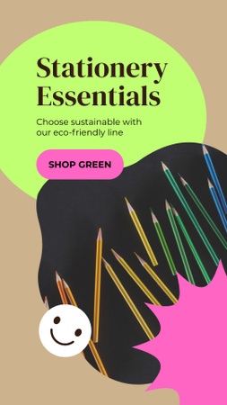 Designvorlage Kaufen Sie umweltfreundliche Schreibwaren für Instagram Story