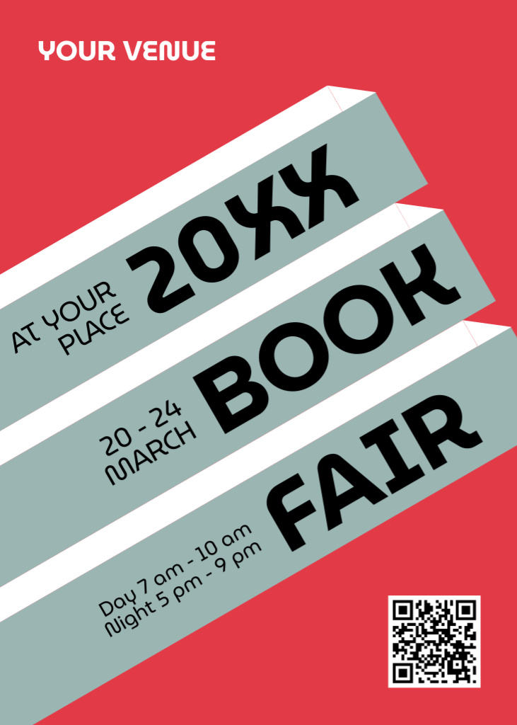 Book Fair Ad with Creative Illustration Flayer Design Template
