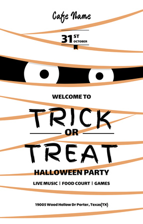 Halloween Party with Scary Mummy Invitation 4.6x7.2in Design Template