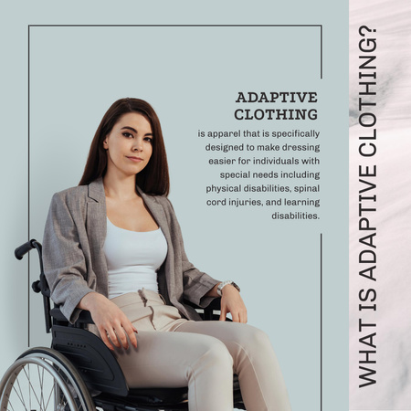 Adaptive Clothing Ad with Woman on Wheelchair Instagram Design Template