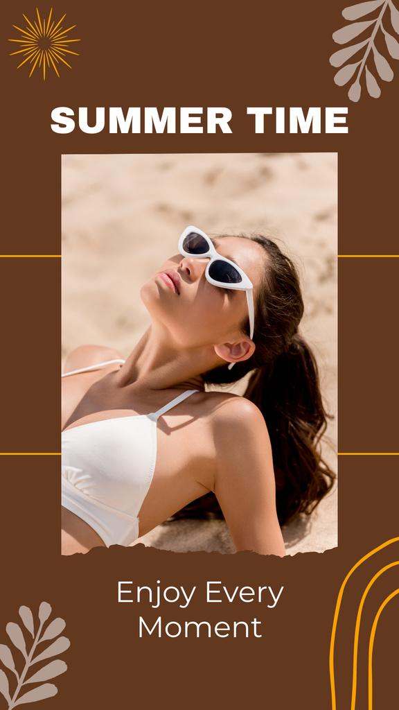 Template di design Summer Inspiration with Young Woman in Sunglasses Instagram Story