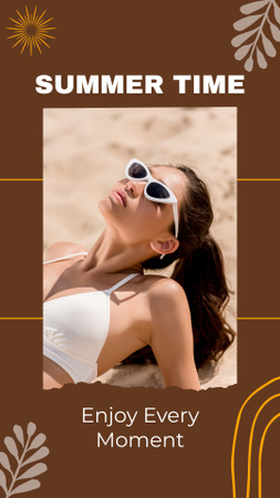 Summer Inspiration with Young Woman in Sunglasses Instagram Story Design Template