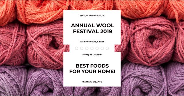 Designvorlage Annual wool festival with colorful threads für Facebook AD