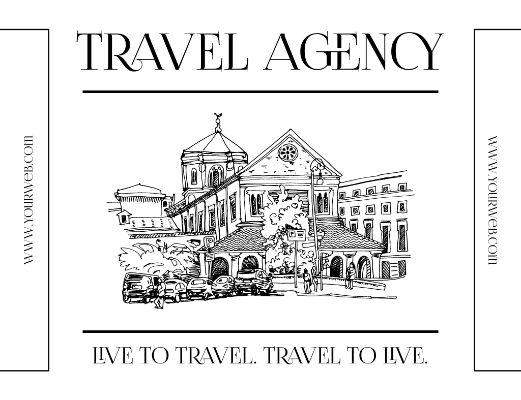 Platilla de diseño Travel Inspiration with Sketch of Old European City Thank You Card 5.5x4in Horizontal