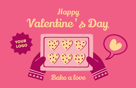 Baking with Love for Valentine's Day Thank You Card 5.5x8.5in Design Template