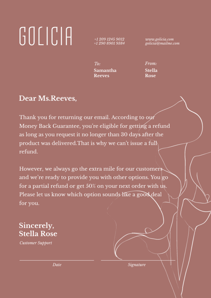 Template di design Customers Service official response Letterhead
