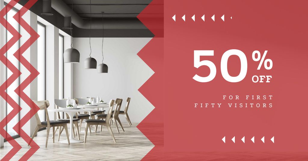 Stylish dining room interior Facebook AD – шаблон для дизайну
