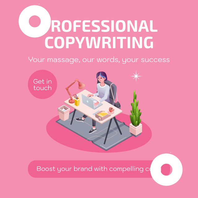 Ontwerpsjabloon van Animated Post van Discount Offer on Professional Copywriting Services