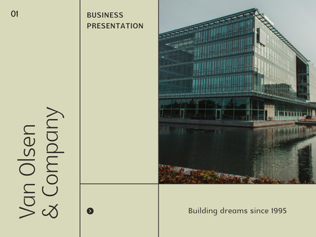 Platilla de diseño Business Project with Modern Building with Glass Facade Presentation