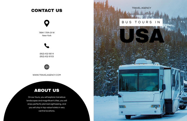 Stunning Bus Travel Tours to USA Brochure 11x17in Bi-fold Modelo de Design