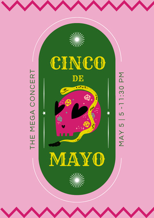 Cinco De Mayo Celebration with Skull Poster Design Template