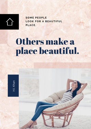 Modèle de visuel Relaxing In Soft Armchair With Cozy Interior - Postcard A6 Vertical
