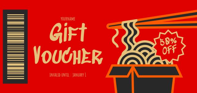 Gift Voucher For Oriental Cuisine with Discount Coupon Din Large Tasarım Şablonu