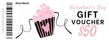 Modèle de visuel Chèque cadeau pour des bonbons pour la Saint-Valentin avec un joli cupcake - Coupon