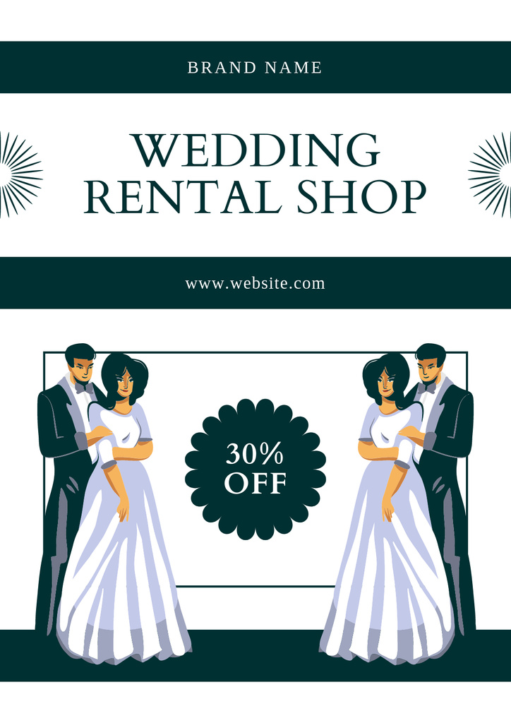 Bridal Dress Rental Shop Ad Poster Tasarım Şablonu