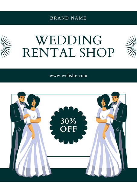 Bridal Dress Rental Shop Ad Poster Modelo de Design