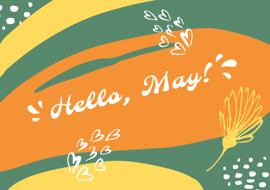 May Day Celebration Announcement With Hearts Postcard A5 Tasarım Şablonu