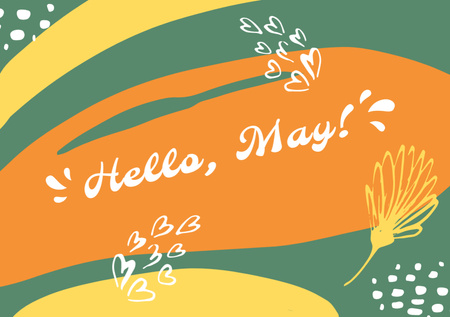 May Day Celebration Announcement With Hearts Postcard A5 tervezősablon