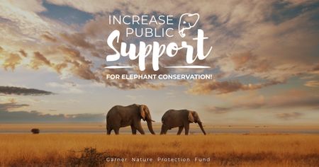 Wild Elephants in Desert Facebook AD Design Template