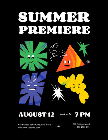 Summer Show Event Announcement with Doodles in Black Poster 8.5x11in Design Template