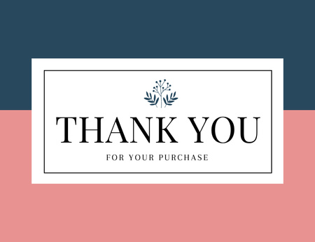 Thank You for Purchase Phrase on Minimalist Elegant Layout Thank You Card 5.5x4in Horizontal Modelo de Design