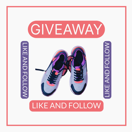 Sneakers Giveaway Pink and Purple Instagram tervezősablon