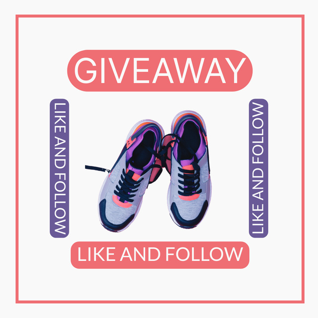 Sneakers Giveaway Pink and Purple Instagram Tasarım Şablonu