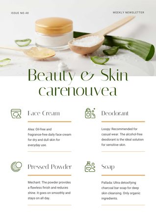 Platilla de diseño Beauty and Skincare nouveautes Review Newsletter