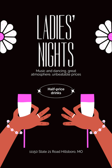 Ontwerpsjabloon van Pinterest van Lady's Night with Elegant Cocktails in Glasses