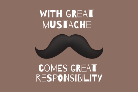 Funny Phrase With Moustache Illustration in Brown Postcard 4x6inデザインテンプレート
