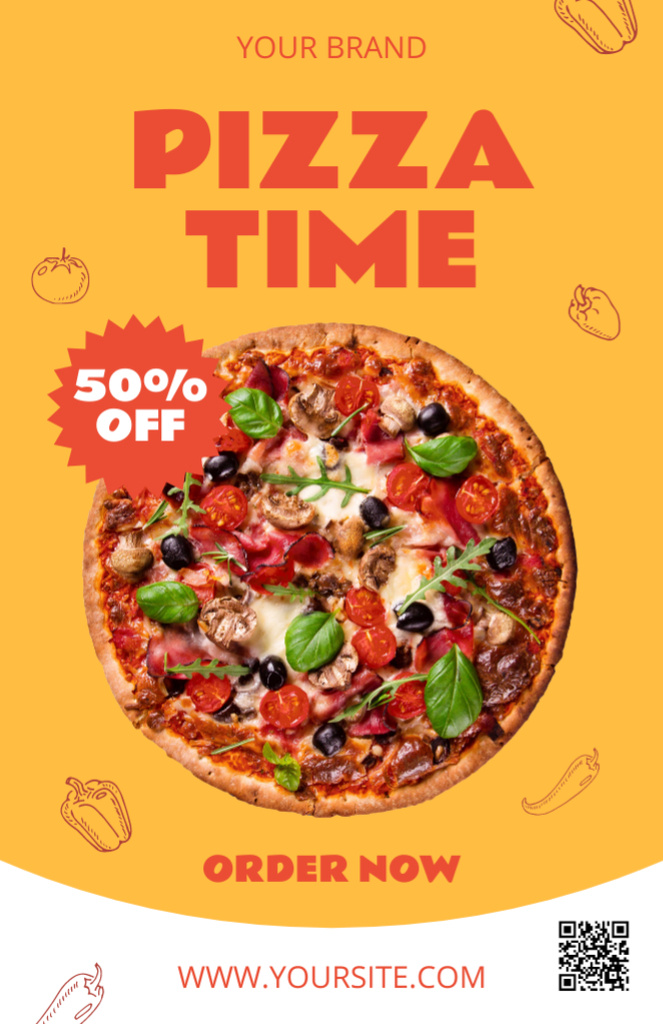 Pizza Sale Time Announcement Recipe Card Design Template