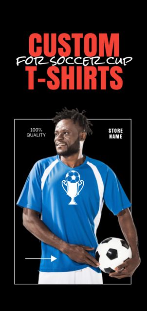 Soccer Player in Custom Apparel with Ball Flyer DIN Large Design Template