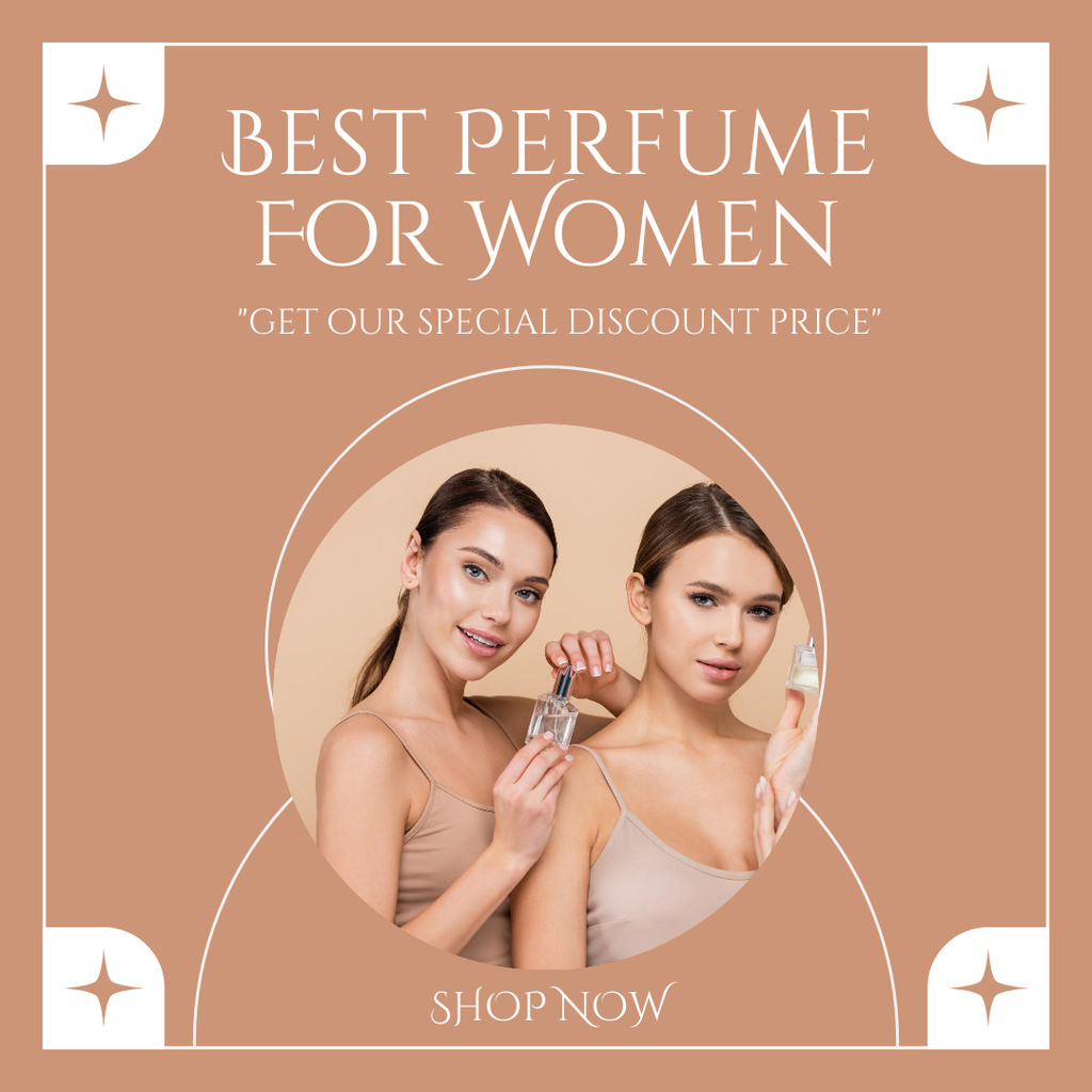 Female Fragrance Ad with Beautiful Women Instagram Design Template