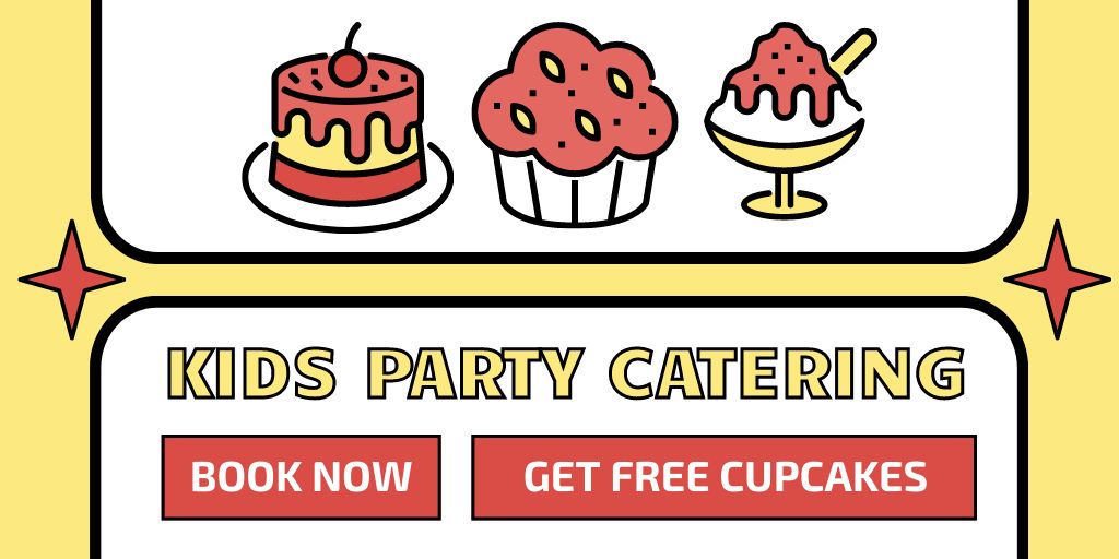 Catering for Children's Parties with Free Cupcakes Twitter Tasarım Şablonu