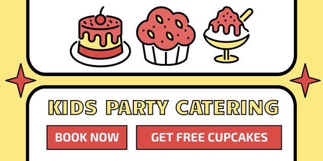 Ontwerpsjabloon van Twitter van Catering for Children's Parties with Free Cupcakes