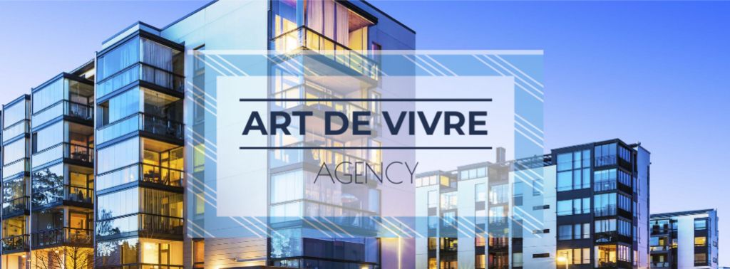 Designvorlage Real Estate Agency Ad with Glass Buildings Rows für Facebook cover