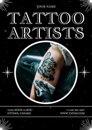 Platilla de diseño Tattoo Artists Service Offer With Abstract Artwork Poster