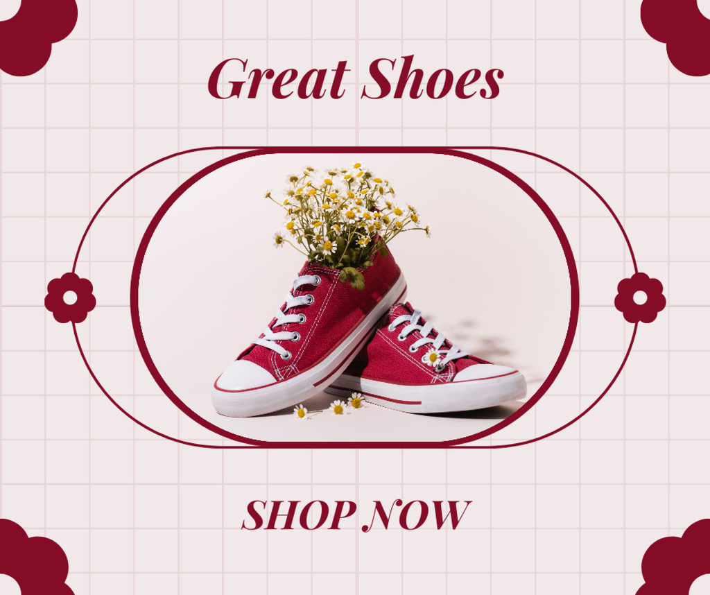 Designvorlage Sale of Cute Red Sneakers für Facebook
