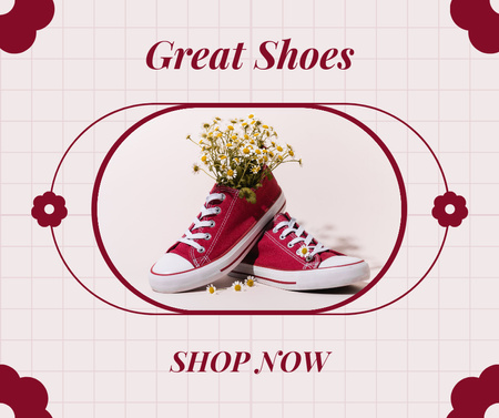 Sale of Cute Red Sneakers Facebook Design Template