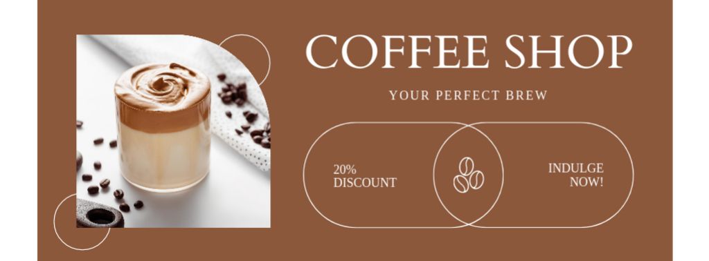 Designvorlage Perfect Coffee With Toppings And Discounts Offer für Facebook cover