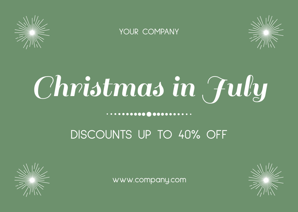 Plantilla de diseño de Christmas in July Discount Sale Announcement Card 