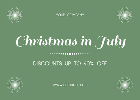 Christmas in July Discount Sale Announcement Card Design Template